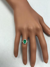 Load image into Gallery viewer, 2.20 Carats Natural Colombian Emerald and Diamond 14K Solid White Gold Ring