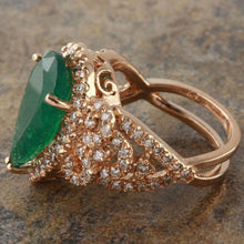 Load image into Gallery viewer, 7.00 Carats Natural Emerald and Diamond 14K Solid Rose Gold Ring