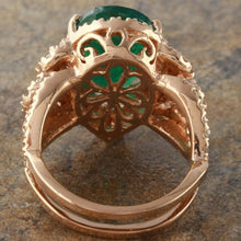 Load image into Gallery viewer, 7.00 Carats Natural Emerald and Diamond 14K Solid Rose Gold Ring