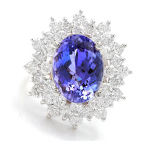 Load image into Gallery viewer, 7.30 Carats Natural Very Nice Looking Tanzanite and Diamond 14K Solid White Gold Ring