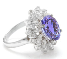 Load image into Gallery viewer, 7.30 Carats Natural Very Nice Looking Tanzanite and Diamond 14K Solid White Gold Ring