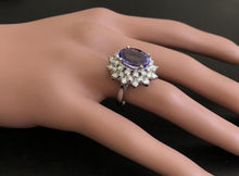 Load image into Gallery viewer, 7.30 Carats Natural Very Nice Looking Tanzanite and Diamond 14K Solid White Gold Ring