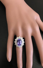 Load image into Gallery viewer, 7.30 Carats Natural Very Nice Looking Tanzanite and Diamond 14K Solid White Gold Ring