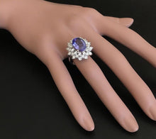 Load image into Gallery viewer, 7.30 Carats Natural Very Nice Looking Tanzanite and Diamond 14K Solid White Gold Ring