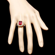Load image into Gallery viewer, 7.25 Carats Impressive Natural Red Ruby and Diamond 14K Yellow Gold Ring