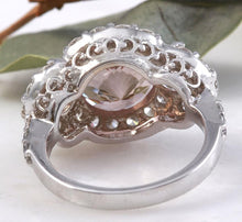 Load image into Gallery viewer, 4.90 Carats Exquisite Natural Peach Morganite and Diamond 14K Solid White Gold Ring