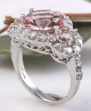 Load image into Gallery viewer, 4.90 Carats Exquisite Natural Peach Morganite and Diamond 14K Solid White Gold Ring