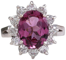 Load image into Gallery viewer, 4.65 Carats Exquisite Natural Pink Tourmaline and Diamond 14K Solid White Gold Ring