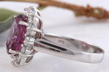 Load image into Gallery viewer, 4.65 Carats Exquisite Natural Pink Tourmaline and Diamond 14K Solid White Gold Ring