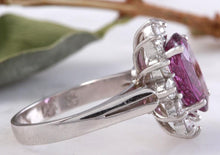 Load image into Gallery viewer, 4.65 Carats Exquisite Natural Pink Tourmaline and Diamond 14K Solid White Gold Ring
