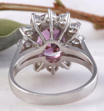 Load image into Gallery viewer, 4.65 Carats Exquisite Natural Pink Tourmaline and Diamond 14K Solid White Gold Ring