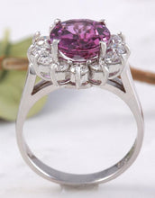 Load image into Gallery viewer, 4.65 Carats Exquisite Natural Pink Tourmaline and Diamond 14K Solid White Gold Ring