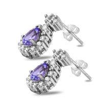 Load image into Gallery viewer, Exquisite 1.75 Carats Natural Tanzanite and Diamond 14K Solid White Gold Stud Earrings