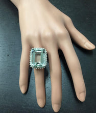 Load image into Gallery viewer, 32.00 Carats Natural Aquamarine and Diamond 14K Solid White Gold Ring