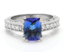 Load image into Gallery viewer, 2.80 Carats Natural Very Nice Looking Tanzanite and Diamond 14K Solid White Gold Ring
