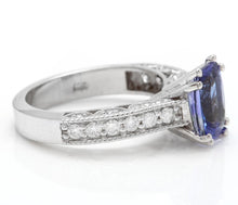 Load image into Gallery viewer, 2.80 Carats Natural Very Nice Looking Tanzanite and Diamond 14K Solid White Gold Ring