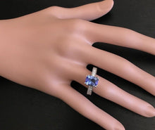 Load image into Gallery viewer, 2.80 Carats Natural Very Nice Looking Tanzanite and Diamond 14K Solid White Gold Ring