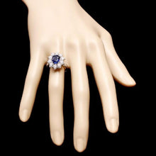 Load image into Gallery viewer, 3.60 Carats Exquisite Natural Blue Sapphire and Diamond 14K Solid White Gold Ring