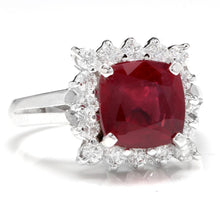 Load image into Gallery viewer, 4.40 Carats Impressive Red Ruby and Natural Diamond 14K White Gold Ring