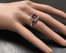 Load image into Gallery viewer, 4.40 Carats Impressive Red Ruby and Natural Diamond 14K White Gold Ring