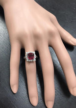 Load image into Gallery viewer, 4.40 Carats Impressive Red Ruby and Natural Diamond 14K White Gold Ring