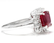 Load image into Gallery viewer, 4.40 Carats Impressive Red Ruby and Natural Diamond 14K White Gold Ring