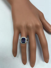Load image into Gallery viewer, 5.65 Carats Natural Very Nice Looking Tanzanite and Diamond 14K Solid White Gold Ring