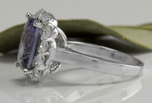 Load image into Gallery viewer, 5.65 Carats Natural Very Nice Looking Tanzanite and Diamond 14K Solid White Gold Ring