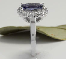Load image into Gallery viewer, 5.65 Carats Natural Very Nice Looking Tanzanite and Diamond 14K Solid White Gold Ring
