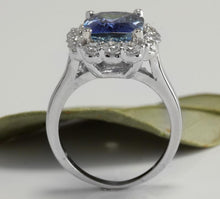 Load image into Gallery viewer, 5.65 Carats Natural Very Nice Looking Tanzanite and Diamond 14K Solid White Gold Ring