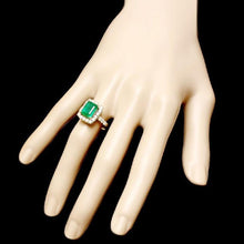 Load image into Gallery viewer, 4.30 Carats Natural Emerald and Diamond 14K Solid Yellow Gold Ring
