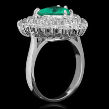 Load image into Gallery viewer, 4.00 Carats Natural Emerald and Diamond 14K Solid White Gold Ring
