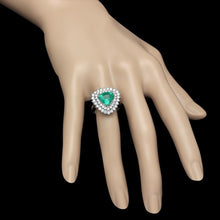 Load image into Gallery viewer, 4.00 Carats Natural Emerald and Diamond 14K Solid White Gold Ring