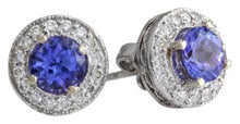 Load image into Gallery viewer, Exquisite 2.45 Carats Natural Tanzanite and Diamond 14K Solid White Gold Stud Earrings