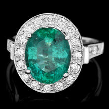 Load image into Gallery viewer, 4.00 Carats Natural Emerald &amp; Diamond 14k Solid White Gold Ring