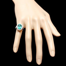 Load image into Gallery viewer, 4.00 Carats Natural Emerald &amp; Diamond 14k Solid White Gold Ring