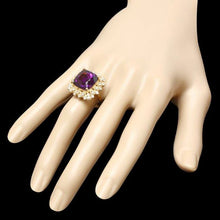 Load image into Gallery viewer, 10.00 Carats Natural Amethyst and Diamond 14K Solid Yellow Gold Ring