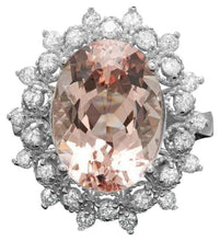 Load image into Gallery viewer, 6.60 Carats Natural Morganite and Diamond 14k Solid White Gold Ring