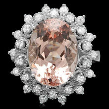 Load image into Gallery viewer, 6.60 Carats Natural Morganite and Diamond 14k Solid White Gold Ring