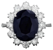 Load image into Gallery viewer, 7.10 Carats Natural Sapphire and Diamond 14k Solid White Gold Ring