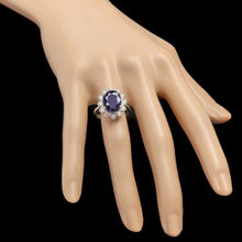 Load image into Gallery viewer, 7.10 Carats Natural Sapphire and Diamond 14k Solid White Gold Ring