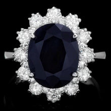Load image into Gallery viewer, 7.10 Carats Natural Sapphire and Diamond 14k Solid White Gold Ring