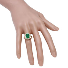 Load image into Gallery viewer, 4.50 Carats Natural Emerald and Diamond 14K Solid Yellow Gold Ring