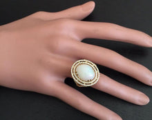Load image into Gallery viewer, 6.30 Carats Natural Impressive Ethiopian Opal and Diamond 14K Solid Yellow Gold Ring