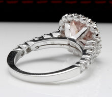 Load image into Gallery viewer, 3.65 Carats Exquisite Natural Morganite and Diamond 14K Solid White Gold Ring