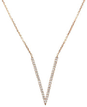 Load image into Gallery viewer, 0.45Ct Stunning 14K Solid Rose Gold Diamond "V" Necklace